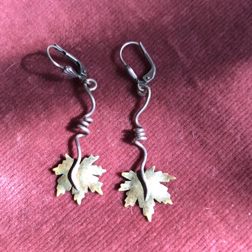 Boho Hanging Copper Leaf Earrings